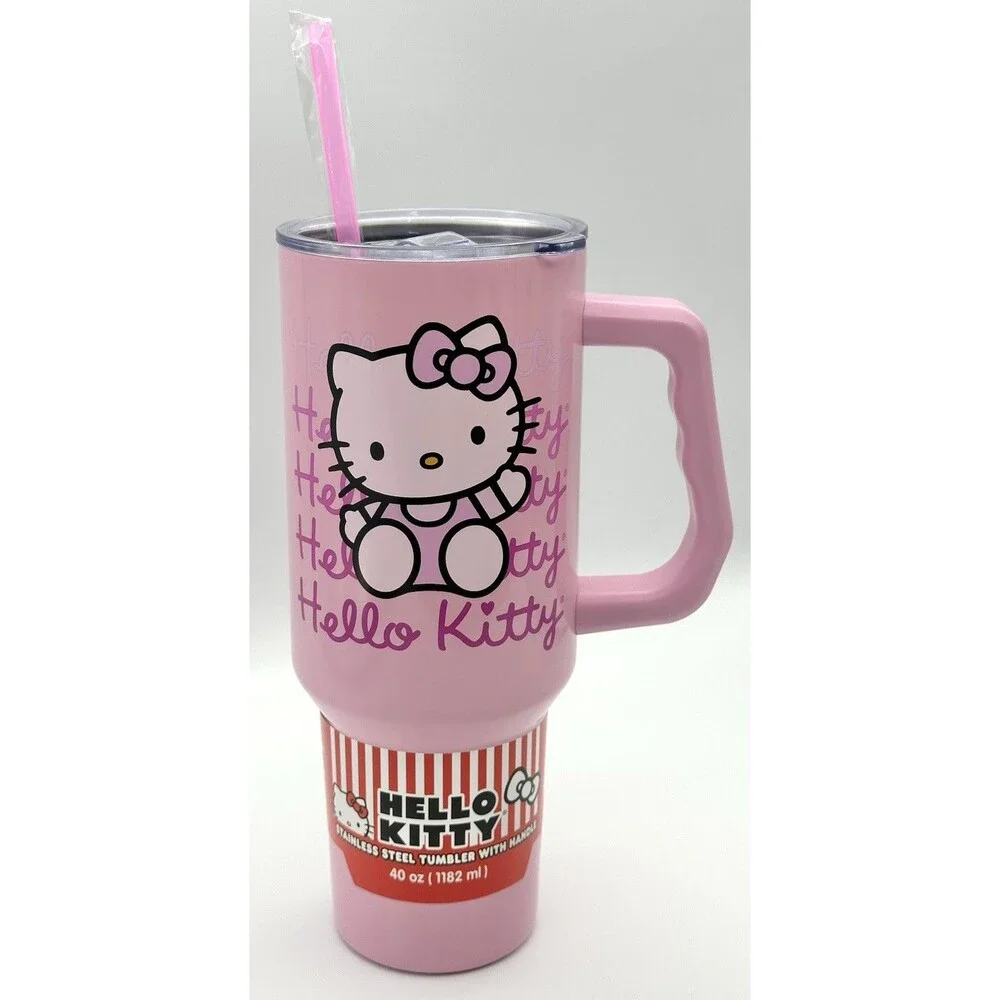 NWT Sanrio Hello Kitty Waving 40oz Pink Lavender Stainless Steel Tumbler Mug
